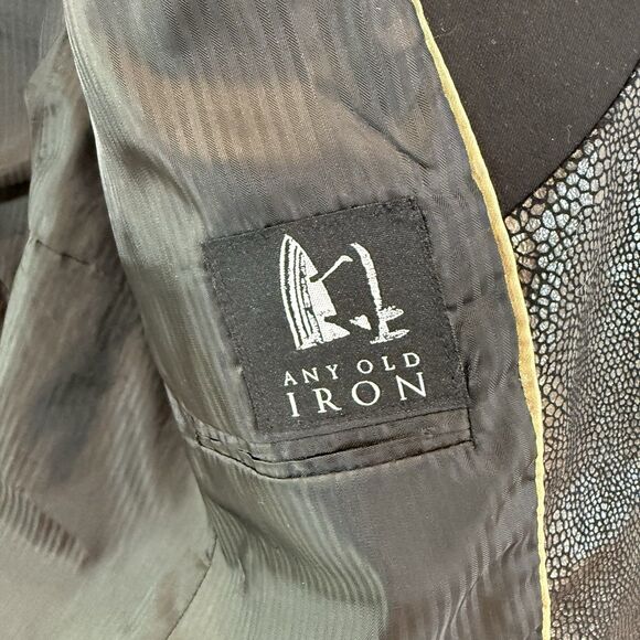 Any Old Iron Blazer Nashville Black Shiny Event Halloween Party Skull M - Picture 4 of 12